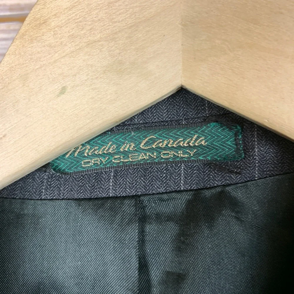 Double Breasted Fabrizio Cellini Blazer Men 44R Grey Pinstripe Pure New Wool VTG